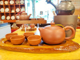 Load image into Gallery viewer, 500ml Clay Teapot and 4 cups with wooden tray